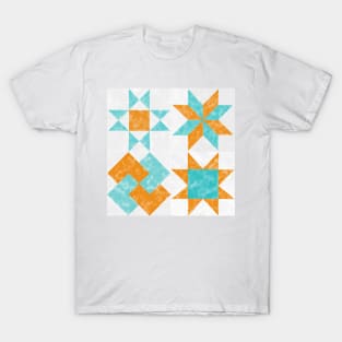 Sampler Quilt Orange and Teal Watercolor T-Shirt